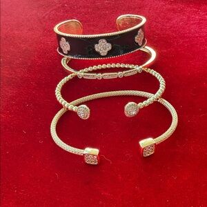 Gold-Tone Women’s Bracelet Set with Black Enamel Cuff for tonya